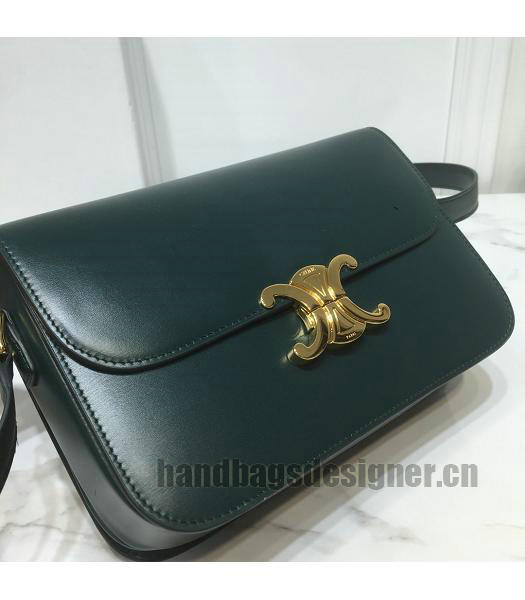 Celine Original Leather TRIOMPHE Small Crossbody Bag Dark Green-3