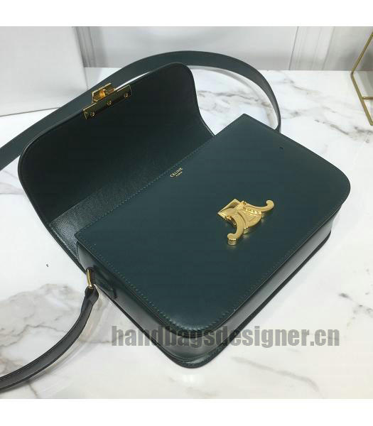 Celine Original Leather TRIOMPHE Small Crossbody Bag Dark Green-4