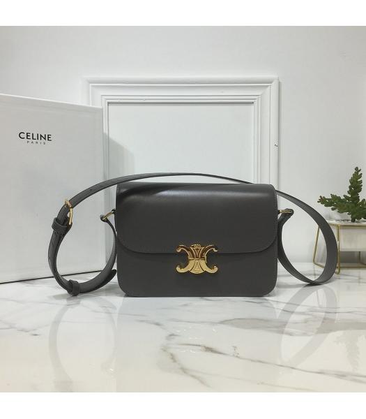 Celine Original Leather TRIOMPHE Small Crossbody Bag Dark Grey