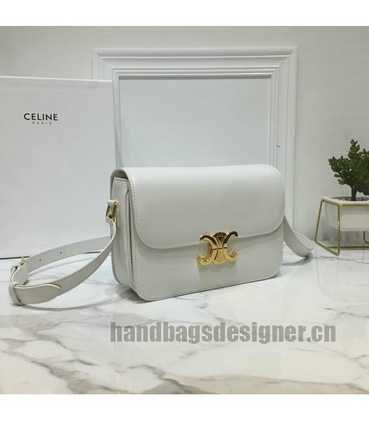 Celine Original Leather TRIOMPHE Small Crossbody Bag White-1