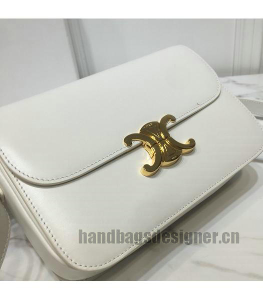 Celine Original Leather TRIOMPHE Small Crossbody Bag White-3