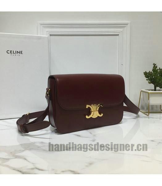 Celine Original Leather TRIOMPHE Small Crossbody Bag Wine Red-1