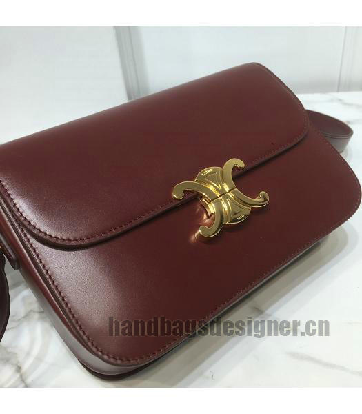 Celine Original Leather TRIOMPHE Small Crossbody Bag Wine Red-3