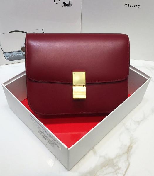 Celine Peach Original Plain Veins Real Leather Medium Classic Box Bag