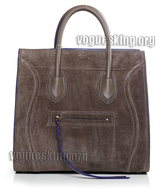 Celine Phantom Square Bag Khaki Suede Leather With Blue Side-1