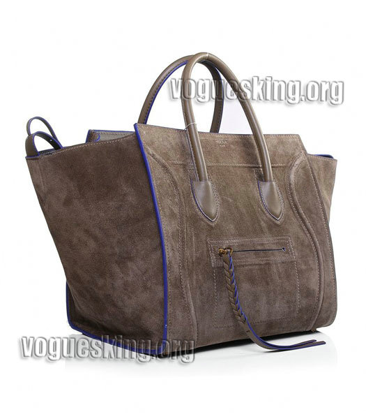 Celine Phantom Square Bag Khaki Suede Leather With Blue Side-2