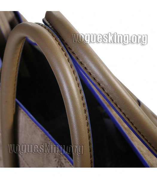 Celine Phantom Square Bag Khaki Suede Leather With Blue Side-4