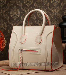 Celine Phantom Square Bag Offwhite Original Leather With Orange Side-2