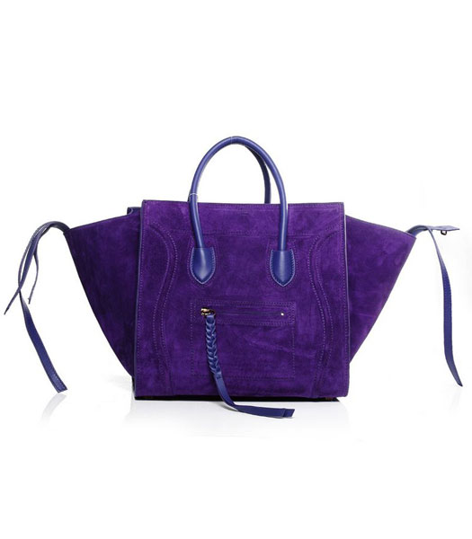 Celine Phantom Square Bag Purple Suede Leather