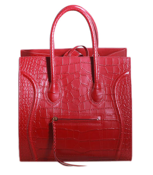 Celine Phantom Square Bag Red Croc Veins Original Leather