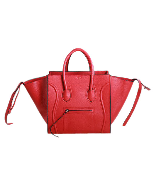 Celine Phantom Square Bag Red Micro Litchi Pattern Original Leather