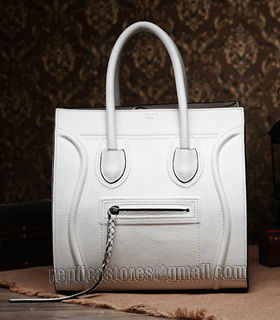 Celine Phantom Square Bag White Litchi Pattern Leather-1