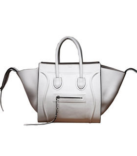 Celine Phantom Square Bag White Litchi Pattern Leather