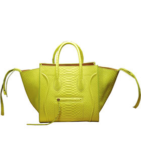 Celine Phantom Square Bag Yellow Snake Veins Leather