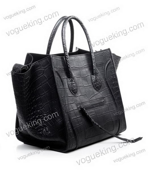 Celine Phantom Square Bags Black Croc Veins Imported Leather-2