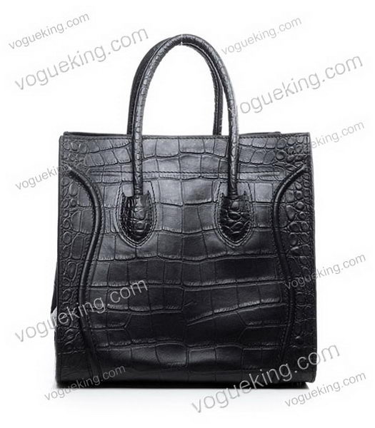 Celine Phantom Square Bags Black Croc Veins Imported Leather-3