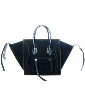 Celine Phantom Square Bags Black Suede Imported Leather