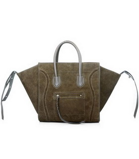 Celine Phantom Square Bags Light Coffee Suede Imported Leather