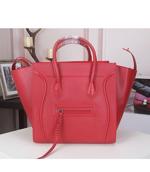 Celine Phantom Square Top Handle Bag Red Leather