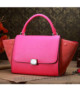 Celine Pink Litchi Pattern/Suede Leather Mini Stamped Trapeze Bag-1