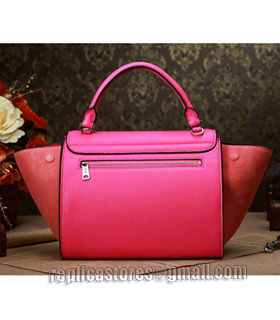Celine Pink Litchi Pattern/Suede Leather Mini Stamped Trapeze Bag-2
