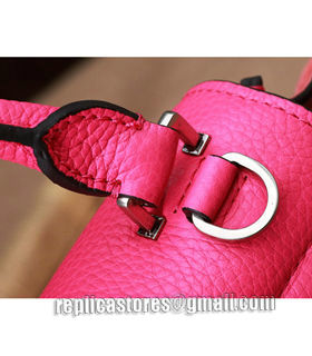 Celine Pink Litchi Pattern/Suede Leather Mini Stamped Trapeze Bag-6