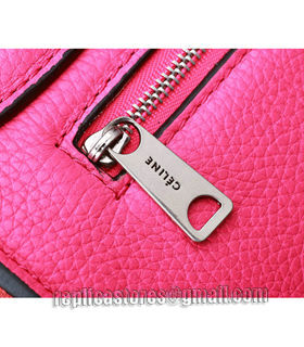 Celine Pink Litchi Pattern/Suede Leather Mini Stamped Trapeze Bag-8