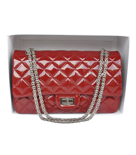 Celine Red Litchi Pattern Imported Leather With Suede Stamped Trapeze Bag