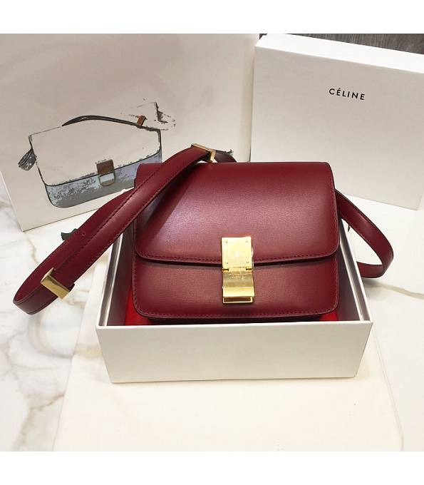 Celine Red Original Plain Veins Leather Small Classic Box Bag