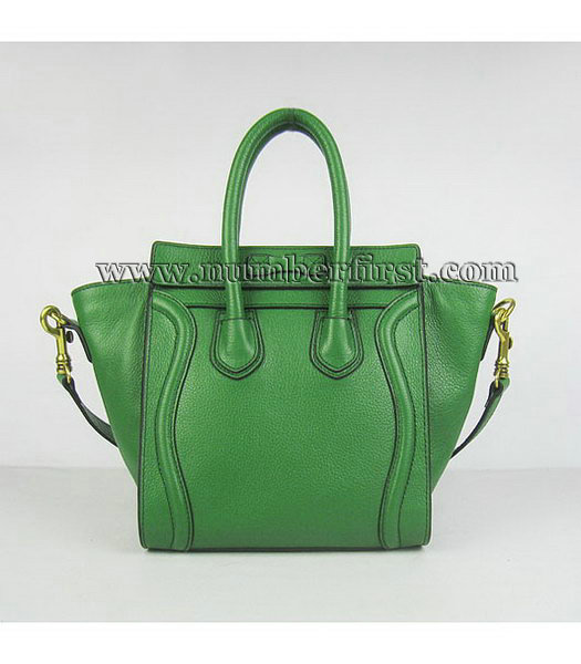 Celine Small Boston Smile Tote Messenger Bag Green Calfskin Leather-2