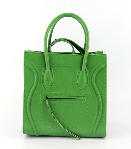 Celine Small Tote Bag in Green Oil Wax Leather