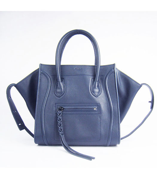Celine Smile 26cm Dark Blue Original Leather Tote Handbag