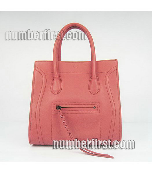 Celine Smile 26cm Dark Red Original Leather Tote Handbag-3