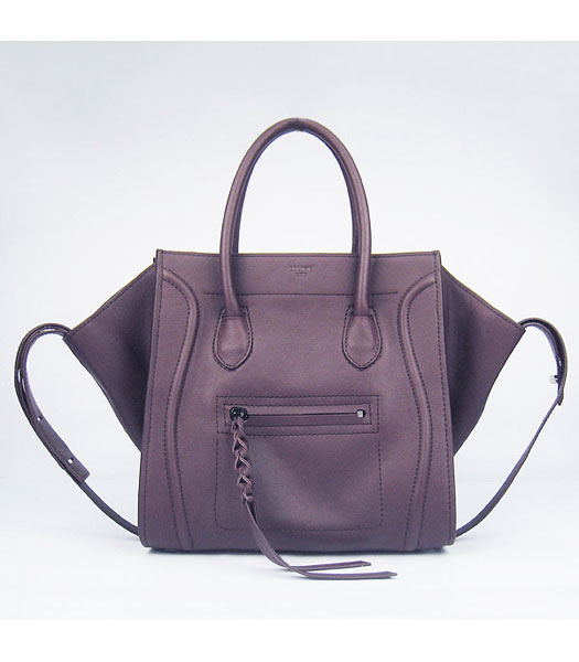 Celine Smile 26cm Purple Red Original Leather Tote Handbag