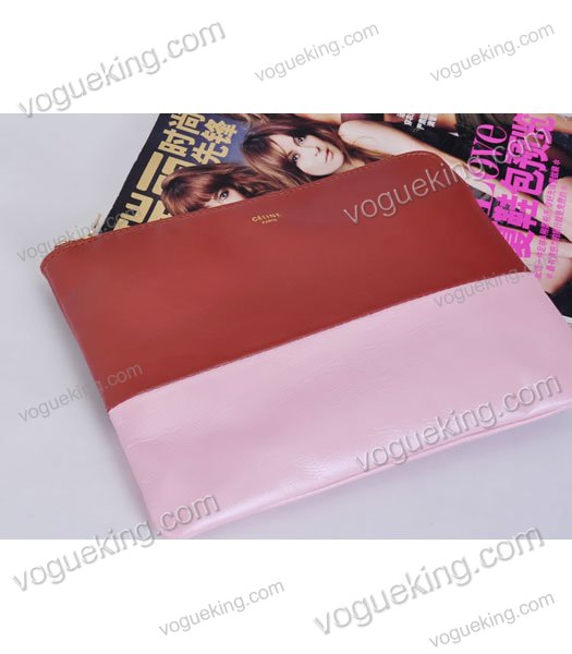 Celine Solo Bi Color Clutch PinkCamel Lambskin Leather-2