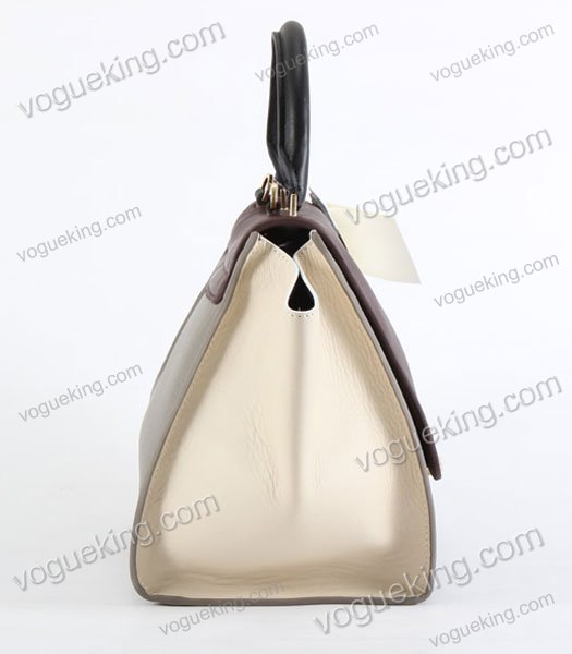 Celine Stamped Trapeze Shoulder Bag Jujubewhite Calfskin Leather-3
