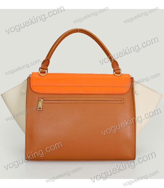 Celine Stamped Trapeze Shoulder Bag Ligh CoffeeOrangeOffwhite Leather-3
