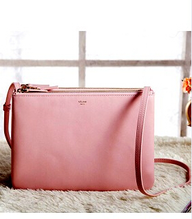 Celine Trio Crossbody Messenger Bag Cherry Pink Original Leather