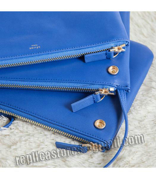 Celine Trio Crossbody Messenger Bag Electric Blue Original Leather-4