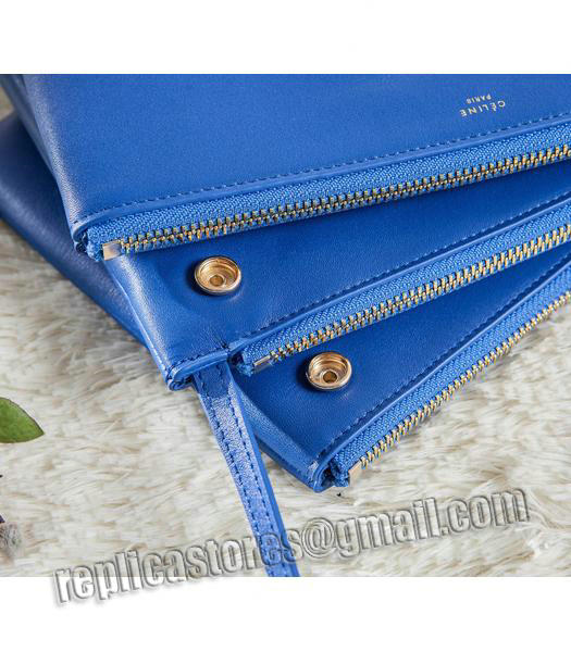 Celine Trio Crossbody Messenger Bag Electric Blue Original Leather-6