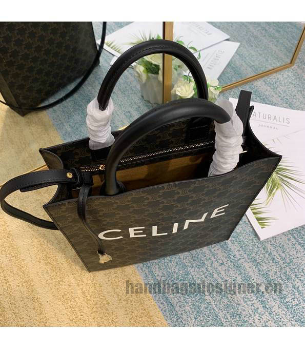 Celine Triomphe Canvas With Black Original Leather Small Cabas Vertical Tote Bag-2