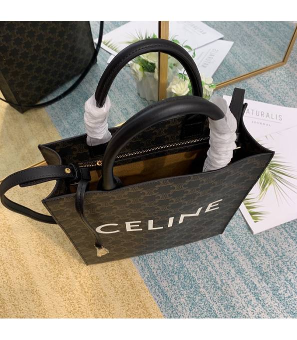Celine Triomphe Canvas With Black Original Leather Small Cabas Vertical Tote Bag-2