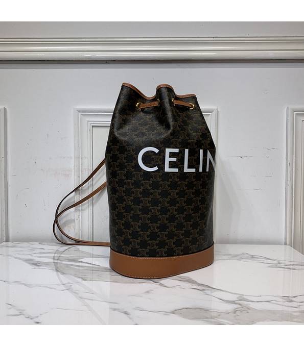 Celine Triomphe Canvas With Brown Original Leather Large Bucket Bag-1