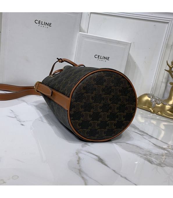 Celine Triomphe Canvas With Brown Original Leather Small Bucket Bag-1