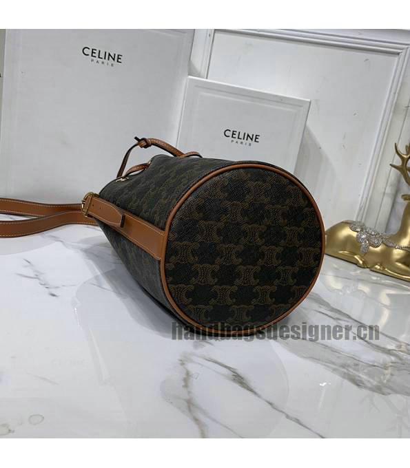 Celine Triomphe Canvas With Brown Original Leather Small Bucket Bag-1