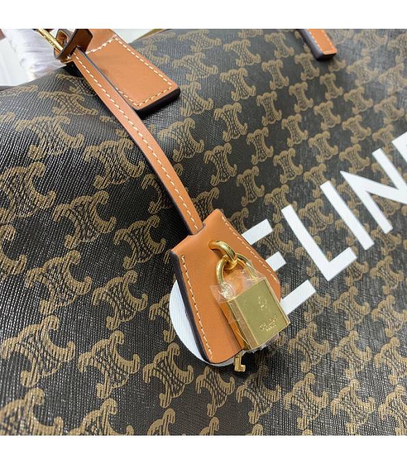 Celine Triomphe Canvas With Brown Original Leather Travel Bag-6