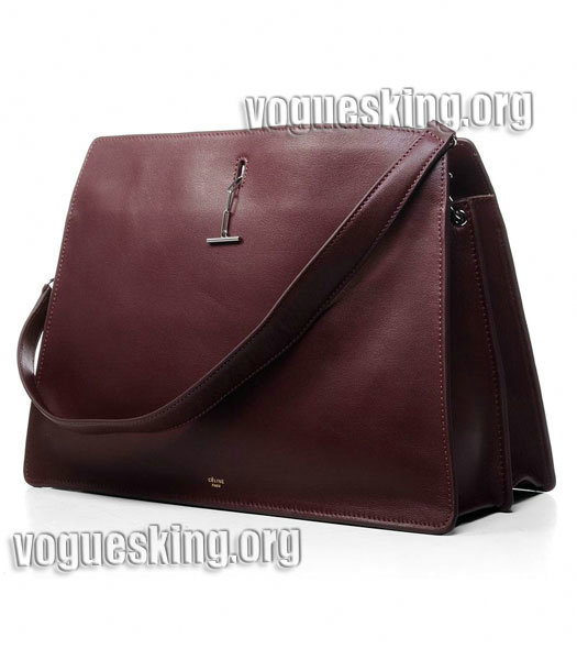 Celine Wine Red Imported Leather Large Shoulder Bag-1