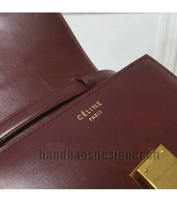 Celine Wine Red Original Plain Veins Leather Small Classic Box Bag-5