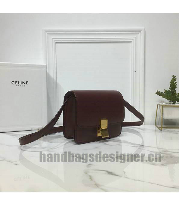 Celine Wine Red Original Plain Veins Leather Small Classic Box Bag-7