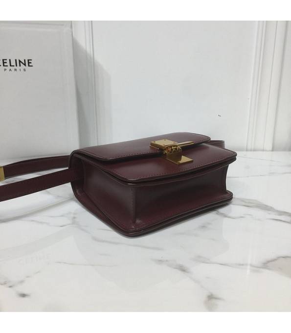 Celine Wine Red Original Plain Veins Leather Small Classic Box Bag-2